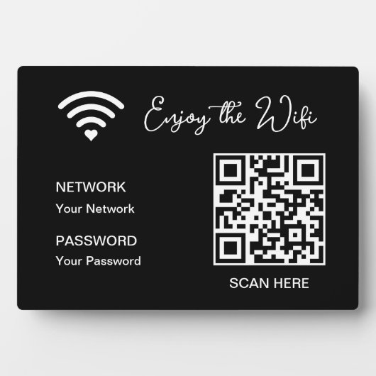 QR Code Blanc Profitez De La Plaque Tabletop Wifi (Devant)