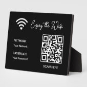 QR Code Blanc Profitez De La Plaque Tabletop Wifi (Côté)
