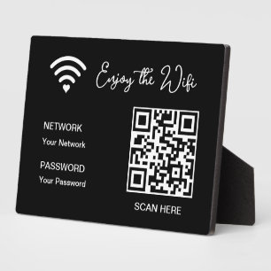 QR Code Blanc Profitez De La Plaque Tabletop Wifi