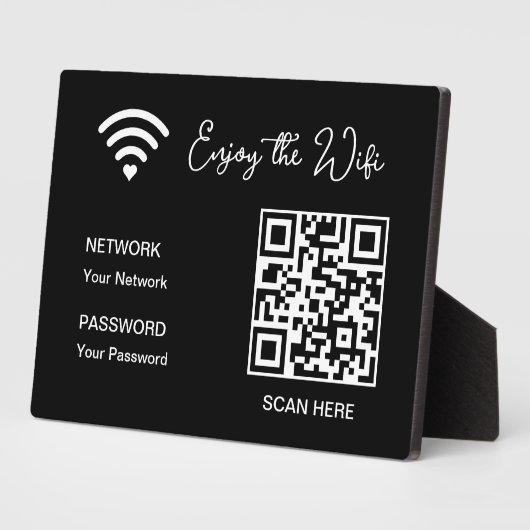 QR Code Blanc Profitez De La Plaque Tabletop Wifi (Côté)
