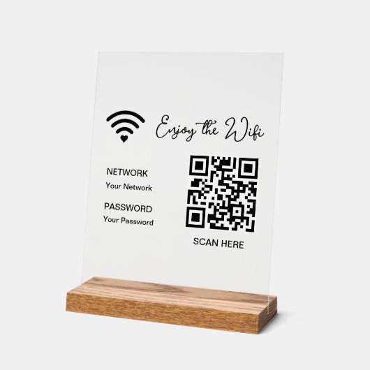 QR Code Blanc Profitez De La Tablette Wifi Signal  (Angle)