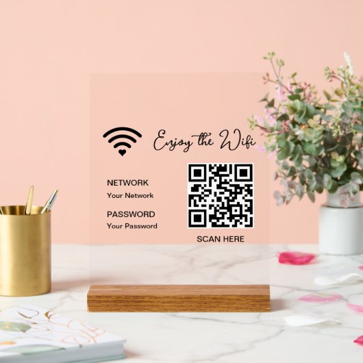 QR Code Blanc Profitez De La Tablette Wifi Signal  (Mariage)