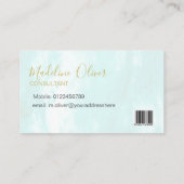 QR-code Blauw Aqua Moderne Waterverf Visitekaartje (Achterkant)