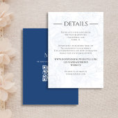 QR Code Blauw Bloemen RSVP Online Bruiloft Details Informatiekaartje