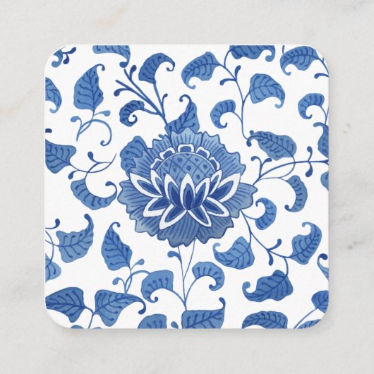 QR Code Blauw en Wit Chinees Vashuwelijk RSVP Informatiekaartje (Achterkant)