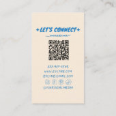 QR Code Blauw Hand getekend Geschreven Retro Funky Visitekaartje (Achterkant)