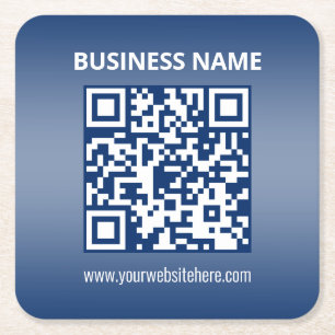 QR-code Blauw (of elke kleur) Verloop Vierkante Kartonnen Onderzetter