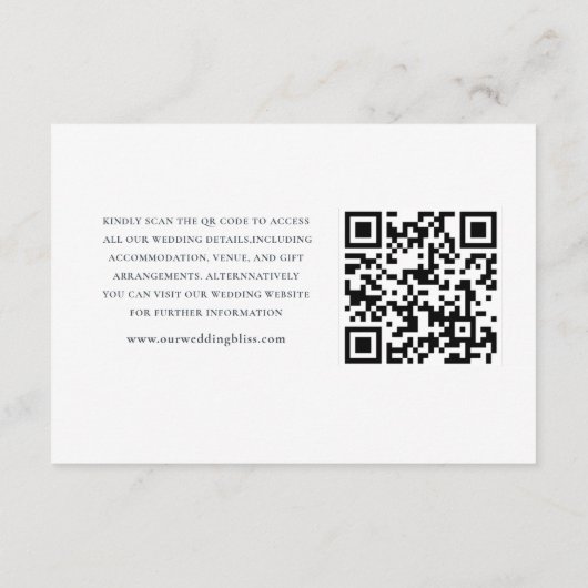QR Code Blauw & Zilver Botanische bruiloft Details Informatiekaartje (Achterkant)