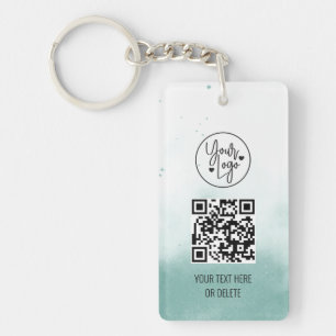 QR Code Blauwe Waterverf Zakelijke Logo Profession Sleutelhanger