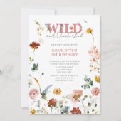 QR Code Bloemen Roze Wild & Onederful 1e Verjaarda Kaart (Voorkant)
