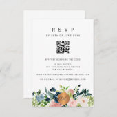 QR CODE bloemige elegante trouw uitnodiging RSVP (Voorkant / Achterkant)