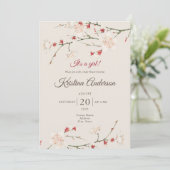 QR Code  Blossom Meisje Rood Baby shower Kaart (Staand voorkant)