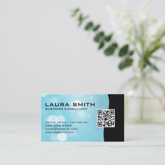 QR Code / Blue Boke Carte de visite Abstrait (Debout devant)