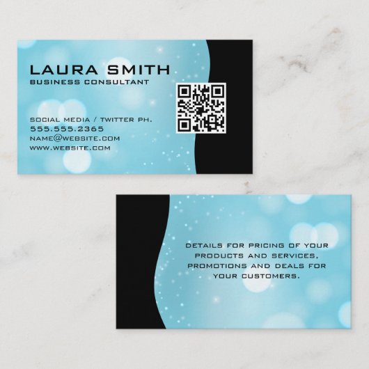 QR Code / Blue Boke Carte de visite Abstrait (Devant / Derrière)