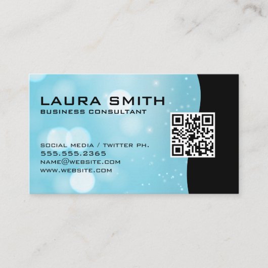 QR Code / Blue Boke Carte de visite Abstrait (Devant)