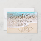 QR Code Blue Ocean Waves Tropical Beach Wedding Save The Date (Voorkant)