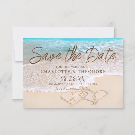 QR Code Blue Ocean Waves Tropical Beach Wedding Save The Date (Voorkant)