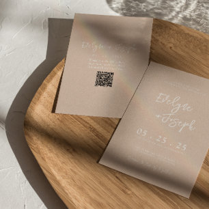 QR Code Blush Boho Chic Moderne bruiloft Kaart