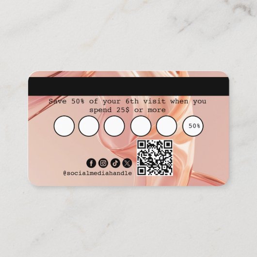 QR-code Blush Modern Business Loyalty Credit Kaart Visitekaartje (Achterkant)