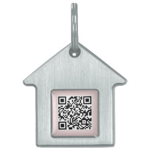 QR-code   Blush Pink Dog Cat bij verlies schaalbaa Huisdieren Naamplaatje