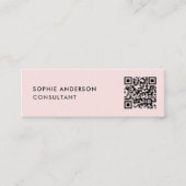 QR-code | Blush Pink Feminine Girly Pastel Modern Mini Visitekaartje (Voorkant)