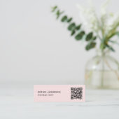 QR-code | Blush Pink Feminine Girly Pastel Modern Mini Visitekaartje (Staand voorkant)