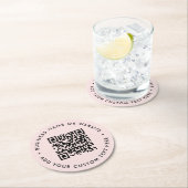 QR-code | Blush Pink Modern Feminine Girly Ronde Kartonnen Onderzetter (Insitu)