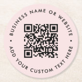 QR-code | Blush Pink Modern Feminine Girly Ronde Kartonnen Onderzetter (Voorkant)