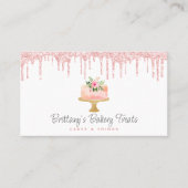 QR-code Blush roze Cake Glitter Drift Pastry Chef Visitekaartje (Voorkant)