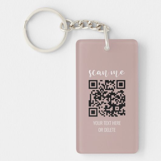 QR code Blush roze Visitekaartjes Uw Logo Sleutelhanger (Voorkant)