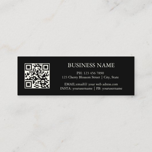 QR-code | Blush Rozen Black Mini Visitekaartje (Achterkant)
