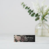 QR Code | Blush Rozen Zwart Mini Visitekaartje (Staand voorkant)