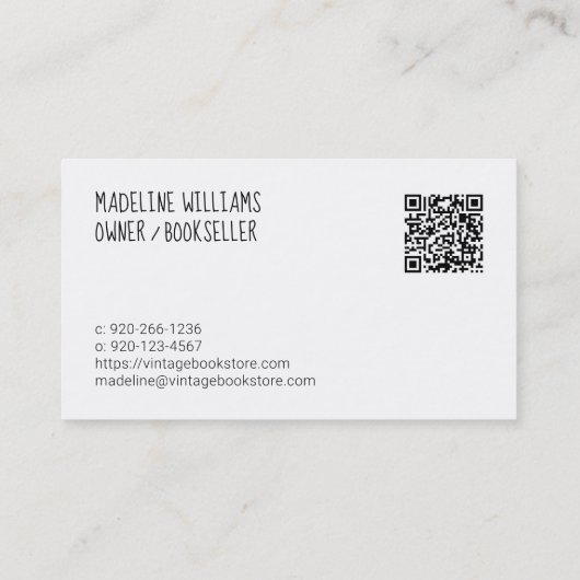 QR-code boekwinkel Visitekaartje (Achterkant)