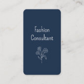 QR code Boho Bloem Illustratie Eenvoudig Navy Blau Visitekaartje (Voorkant)