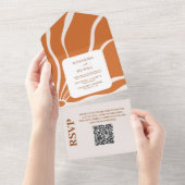 QR-code Boho chique retro bloemenbruiloft All In One Uitnodiging (Afscheurbaar)