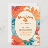 QR Code Boho Chique Retro Kleurrijke Bloemen Bruil Kaart (Voorkant)