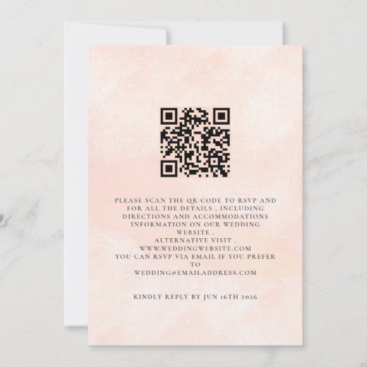 QR Code Boho Floral Faire-part de mariage (Dos)