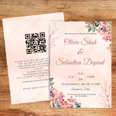 QR Code Boho Floral Faire-part de mariage