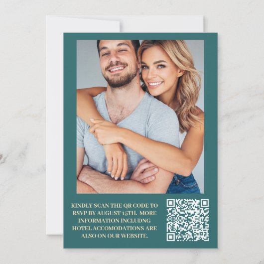 QR Code Boho Retro Kleurrijke Bloemen Bruiloft Kaart (Achterkant)