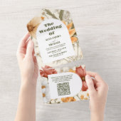 QR Code Boho Wildflower Botanische bruiloft All In One Uitnodiging (Afscheurbaar)