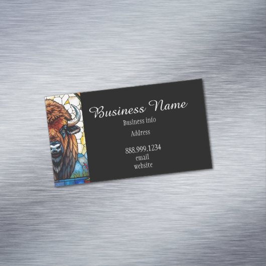 QR Code Bold Bison Buffalo Animal Nature Art Magnetisch Visitekaartje (Voorbeeld)