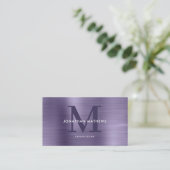 QR-code borsthaal Midnight Paars monogram Visitekaartje (Staand voorkant)