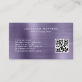 QR-code borsthaal Midnight Paars monogram Visitekaartje (Achterkant)