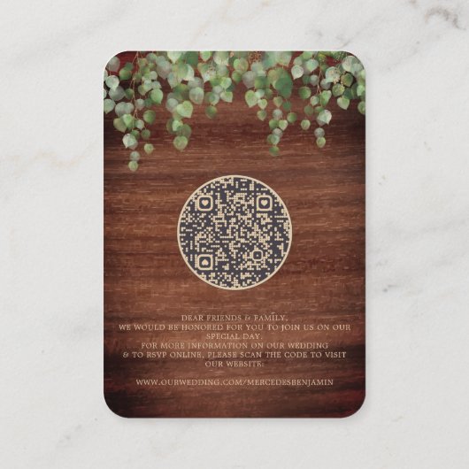 QR Code Botanique rustique Faire-part de mariage (Dos)
