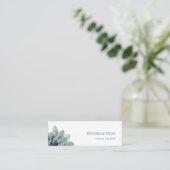 QR-code Botanisch groen Marine Blauw Wit Mini Visitekaartje (Staand voorkant)