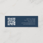 QR-code Botanisch groen Marine Blauw Wit Mini Visitekaartje (Achterkant)