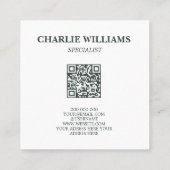 QR-code botanisch lijst verlaat boho Vierkante Visitekaartje (Achterkant)