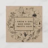 QR Code Botanische Kraft en Zwarte Verwijzings Kaa Vierkante Visitekaartje (Voorkant)