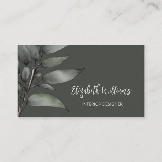 QR-code | Botanische schets Visitekaartje (Voorkant)