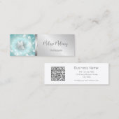 QR-code | Boterfly Greenery Mint Silver Mini Visitekaartje (Voorkant / Achterkant)